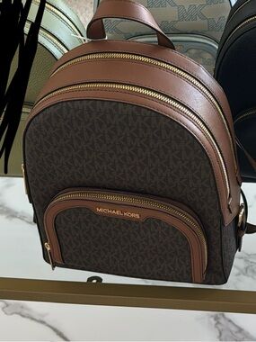 Michael Kors Brown Logo Backpack